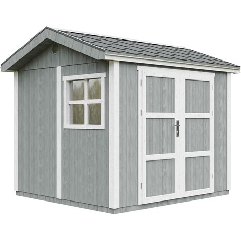 Abri de Jardin Qualité Premium 5,9 m² - H252x250x294 cm - Construction de Panneaux LP Smartside - Avec un sol et des bardeaux bitumineuxs - Timbela M913A-CAVERN STEEL (1/5)