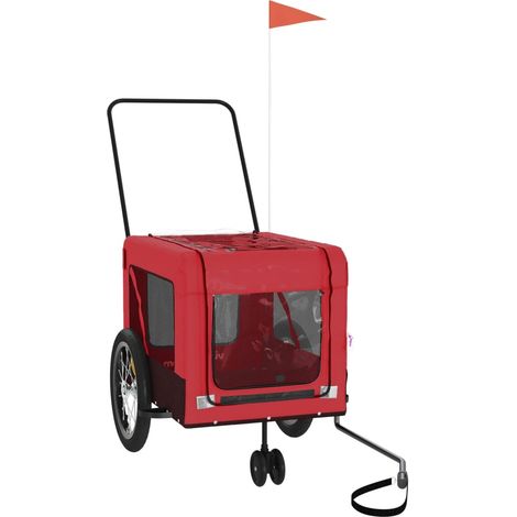 vidaXL Rimorchio da Bici per Animali Rosso e Nero Oxford e Ferro