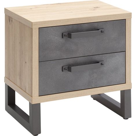 Eleganter und moderner LaFabrica Kommode aus Eiche mit 2 Schubladen in Zementfarbe