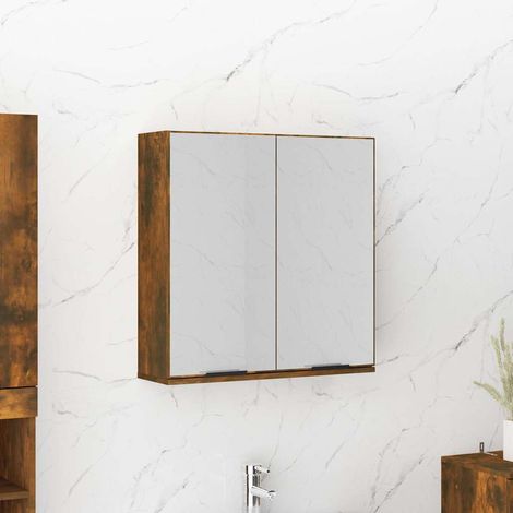 vidaXL Armoire à miroir de salle de bain Chêne fumé 64x20x67 cm (1/5)
