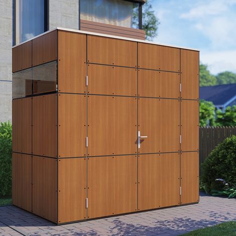 Abri de jardin Bertilo HPL Mini Noyer 3,03m² (1/5)