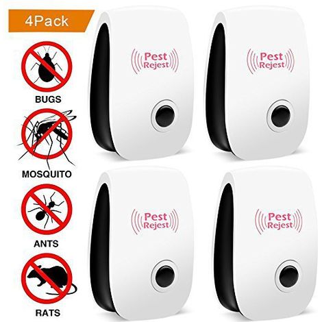 Répulsif à ultrasons pour souris et rats, lot de 4 protections ultrasoniques contre les souris, nouvelle version, répulsif à moustiques, appareil contre les mouches et les insectes (1/3)