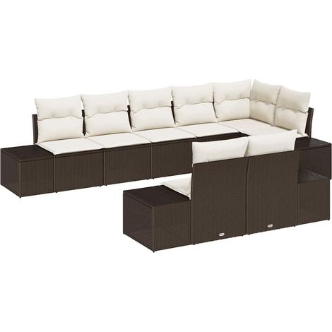 Maison Exclusive - Gartensofa-set mit Speicher 8 pcs Braun und Cr