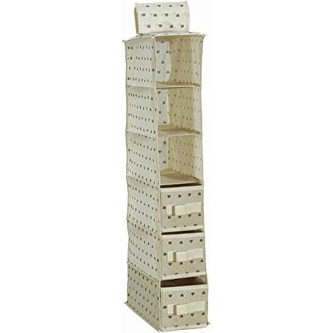 King Home ORDINATORE CON 3 CASSETTI IN TNT PANNA 15x30x80h cm (1/4)