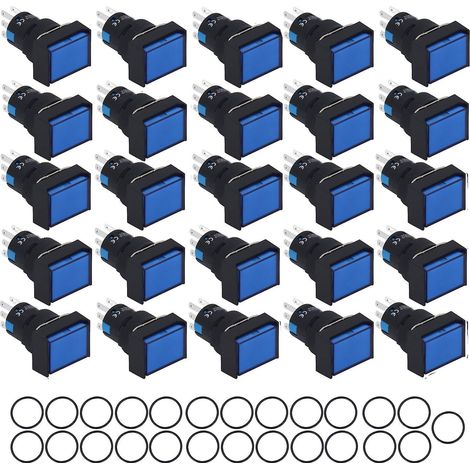 Lot de 25 interrupteurs à bouton-poussoir industriels longue durée avec voyant lumineux pour moteurs de machines-outils, 0-240 V CA (1/5)
