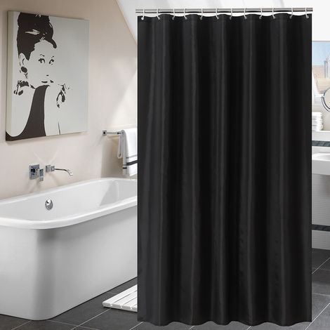 Rideau de douche imperméable à motif mural noir avec crochets de suspension n° 3 (1/5)