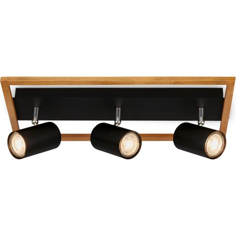 Spot, noir, avec bois, sans 3xGU10/max. 9W