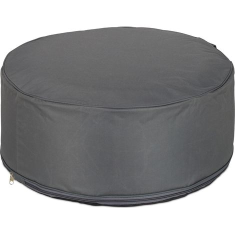 Relaxdays Aufblasbarer Hocker, Outdoor Pouf für Camping & Garten, Sitzhocker rund, Sitzpouf, HxD: 26 x 56 cm, dunkelgrau