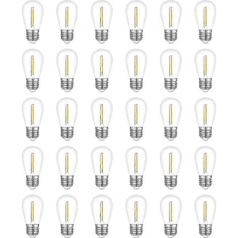 Lot de 30 ampoules pour guirlande lumineuse extérieure, ampoules de rechange étanches S14, culot E26, blanc chaud (1/4)