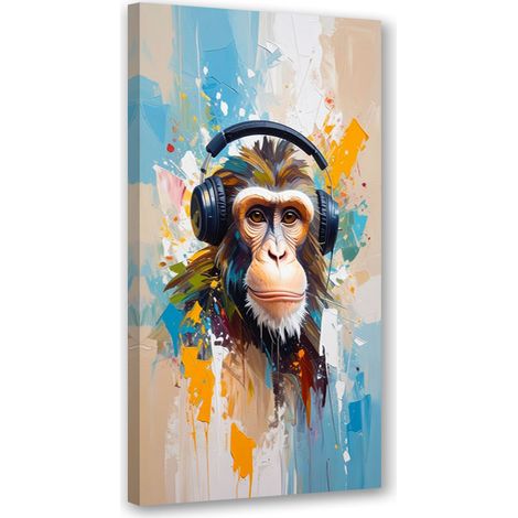 Tableau déco Singe avec casque Animal Afrique 50x100 (1/4)