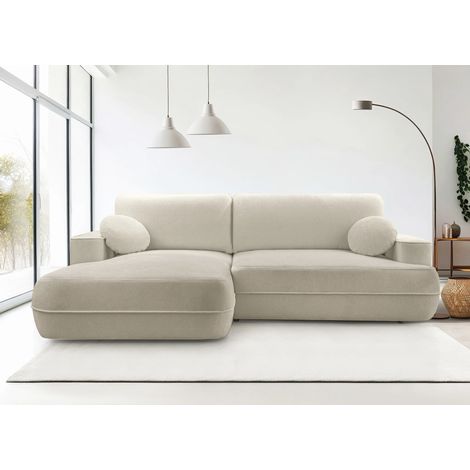 AX LIVING Ecksofa mit Schlaffunktion Peoni 267cm beige mit Bettkasten L