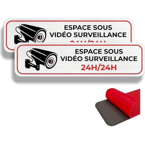Panneau de Caméra et de Propriété Privée, 19×5 cm, Alarme de Sécurité, Intérieur/Extérieur, en Aluminium, Avec Autocollant (1/5)