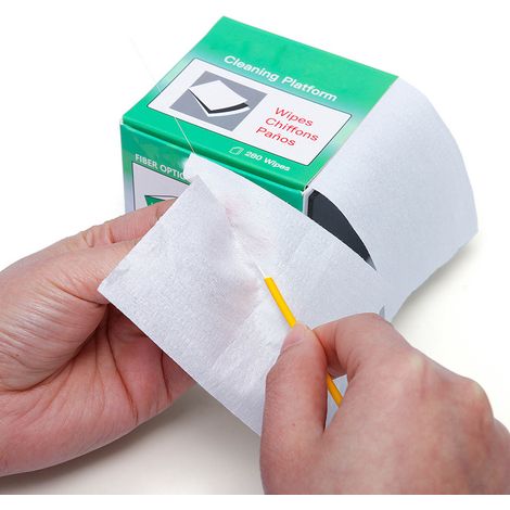 Une boîte de 220 lingettes de nettoyage pour fibres optiques, papier double usage humide et sec sans poussière pour le nettoyage des extrémités des fibres optiques. (1/5)