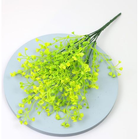 Lot de 5 arbustes artificiels extérieur, plantes fausses résistantes aux UV, fleurs en plastique, feuillage cloche vert, déco intérieur extérieur suspendu, maison bureau mariage ferme (Jaune) (1/5)