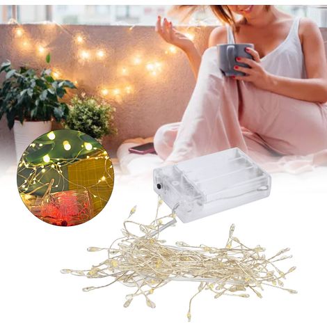 Guirlande lumineuse LED en fil de cuivre, guirlande lumineuse LED effet pétard, guirlande lumineuse 100 LED en fil de cuivre, guirlande lumineuse multifonctionnelle étanche pour décoration de chambre, (1/5)