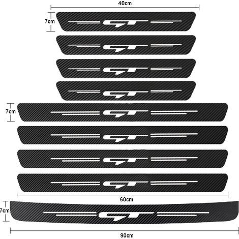 (9 pièces pour GT 1) Seuil de porte de voiture en fibre de carbone,autocollants de protection anti-rayures pour Kia GT Line,Sportage,Ceed,Picanto,K5,K3 et Stonic (1/3)