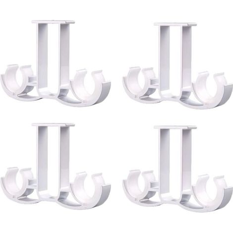 Lot de 4 supports de tringle à rideaux en aluminium, fixation murale double au plafond, en alliage, pour salle de bain et salon (blanc) (1/4)