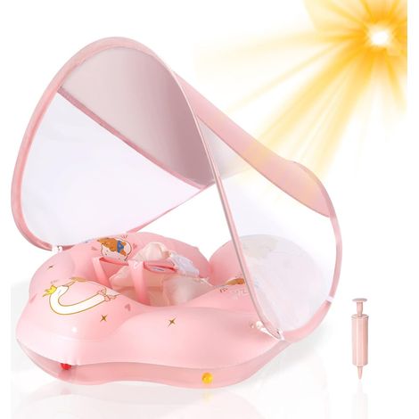 Bouee Bebe, Bouee Bebe Piscine Bouee Bebe Parasol SPF 50+ Améliorez Bouée Bébé 5-16Kgs avec Une Balle d'Équilibre pour Éviter Le Renversement (1/5)