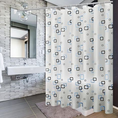 Rideau de douche - 200x200cm - Doublure de rideau de douche avec crochets et boucles - Anti-moisissure - Anti-bactérien - Imperméable et lavable - Adapté aux salles de bains (1/5)