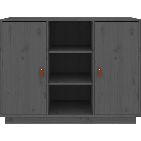 Buffet de Cuisine en Bois Massif de Pin, 100x40x75 cm, Meuble de Rangement Gris pour Salon et Salle à Manger (1/5)