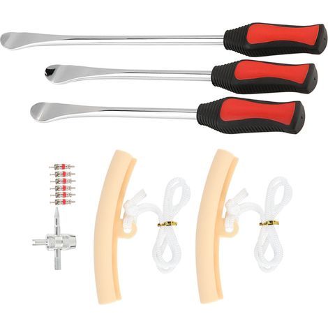 Ejoyous Cuillères Outil Levier de Pneu, Démonte Pneu Cuillère de Pneu Levier de Pneu 3pcs Outil de Levier de Levier de Pneu + 2pcs Protecteurs de Jante de Roue pour Auto Moto Vélo. (1/5)