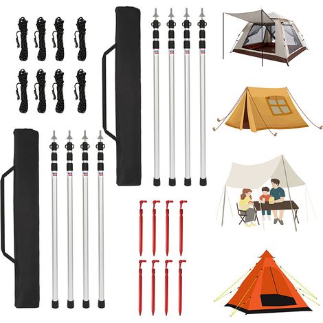 Wolketon Accesorios para kiosco, carpa y cenador – 8 piezas de postes telescópicos ajustables para tienda 88–234 cm