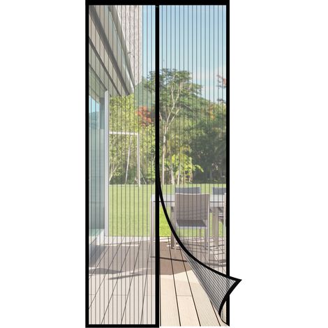 Moustiquaire Porte Anti-Mouche Sécurité Aimants Puissants 110x220 cm Sans Perçage Balcon Translucide Anti-déchirure Hydrofuge Bande auto-agrippante 4cm Non Rétrécissable Noir (1/5)