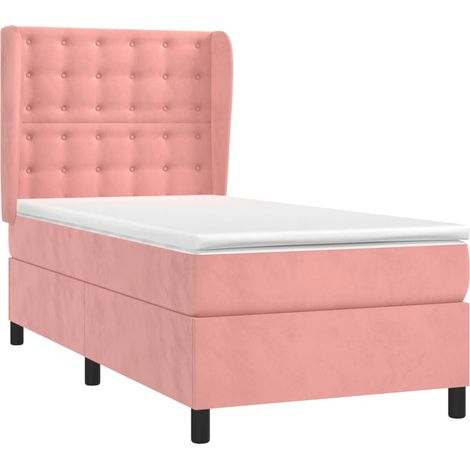 Sommier à lattes de lit et matelas Rose 80x200 cm Velours vidaXL (1/5)