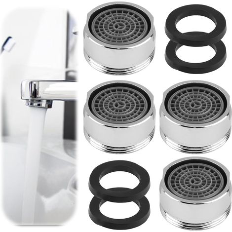 4 x Water Saver for M24 Faucet, Water-Saving Faucet Aerator Faucet, Chrome-Plated Brass, Built-in Anti-Limescale Tap Filter, Tap Nozzle for Bathroom and Kitchen (1/5)
