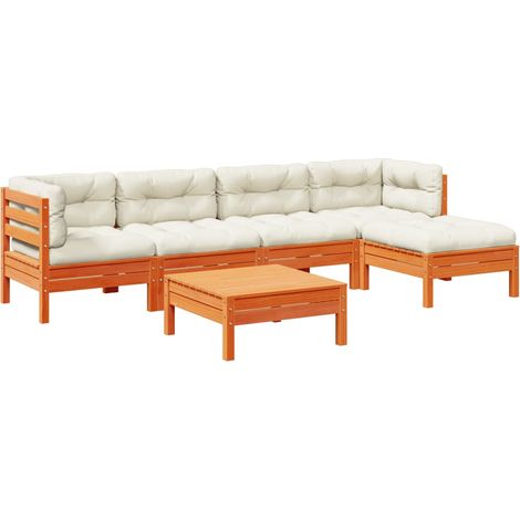 Maison Exclusive - Set de sofás jardín 6 pzas con cojines madera (1/5)