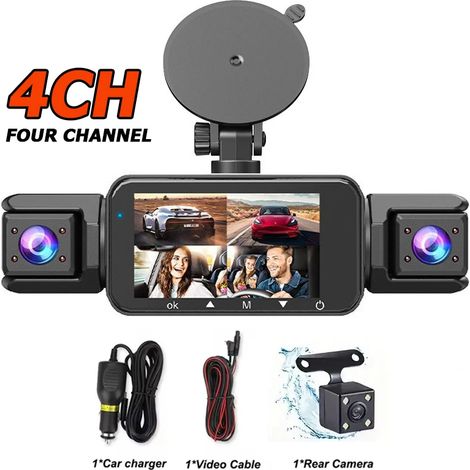 Caméra embarquée 360° avec fonction vocale (carte SD 128 Go, 4 canaux) (1/5)