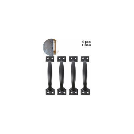 4 maniglie per porte da granaio, maniglie per porte in legno per recinzioni, maniglia vintage per armadi da cucina, mobili, cassetti, ferramenta per armadi, 5 pollici, nero (1/5)