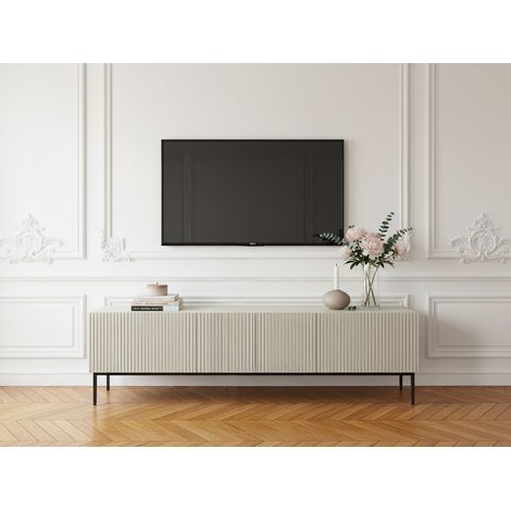 BOBOCHIC - Meuble TV 200 cm KASHA Pieds noir Beige (1/5)