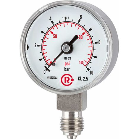 Riegler Standardmanometer, CrNi-Stahl, G 1/4 unten, 0 - 25,0 bar, Ø 50 (1/2)