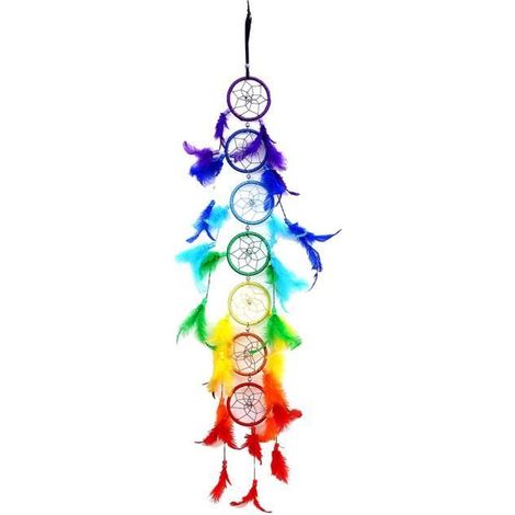 Suspendu Décoration Murale Capteur de Rêves 7 Chakra Pineapple Longue Attrape-rêves à Perles Plumes Fait Main Artisanal Décor (1/4)