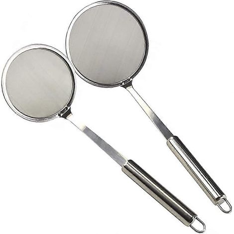 Lot de 2 écumoires, écumoire en acier inoxydable, filtre à huile, résidus de cuisine (1/5)