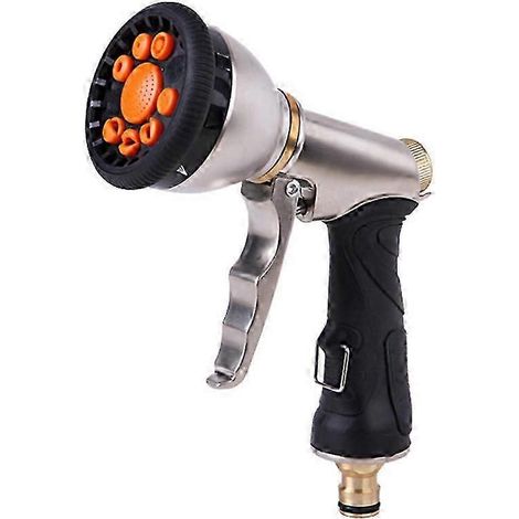 Garden Hose Nozzle Sprayer - Heavy Duty Metal with Grip Trigger. 9 Adjustable Patterns Best for Han (1/5)