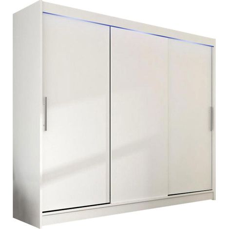 Armario Closico Ordo II, Blanco, 215x250x58cm, Puertas de armario: Correderas, Número de estantes: 9, LED (1/4)