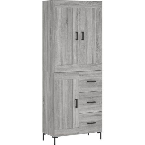 Aparador cajonera mueble almacenaje organizador cocina salón salón alto sonoma 695 x 34 x 180 cm madera de ingeniería gris 020035531 (1/5)