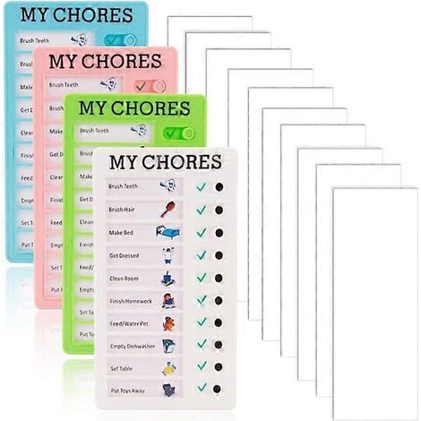 Tableau de liste de tâches ménagères en 4 pièces avec 10 feuilles de papier détachables (1/5)