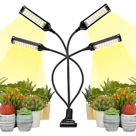 SABIR Lampe de Plante Lampe de Croissance à 360° Éclairage Horticole 4 Têtes Lampe Horticole Spectre Complet avec Chronométrage 3H/6H/12H/ 4 Modes de Luminosité/ 6 Niveaux Dimmables (1/5)