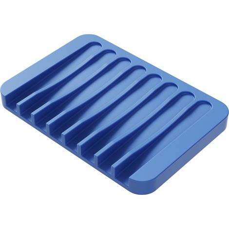 Seifenablage mit Wasserfall-Effekt, ideal für Bad, Küche oder Arbeitsplatte. Aus weichem Silikon gefertigt, hält sie Seifen trocken und ist leicht zu reinigen. 2er-Set, hellblau.