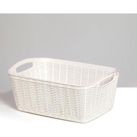Panier en plastique - Blanc crème - L 31 x l 21,5 x H 13 cm - Livraison gratuite (1/2)
