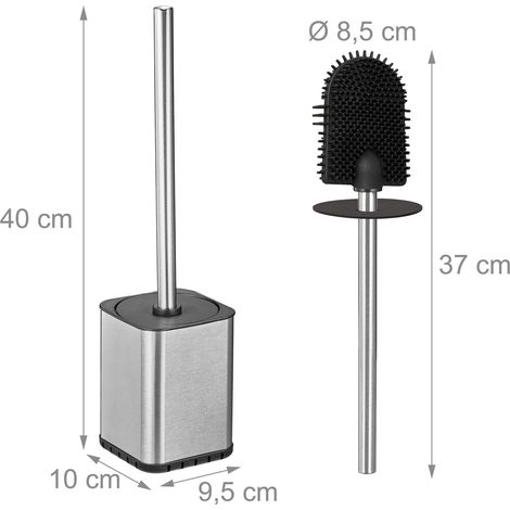 Scopino WC flessibile per bagno montaggio a parete 40 x 9,5 x 10 cm in acciaio inossidabile argentato 130017054