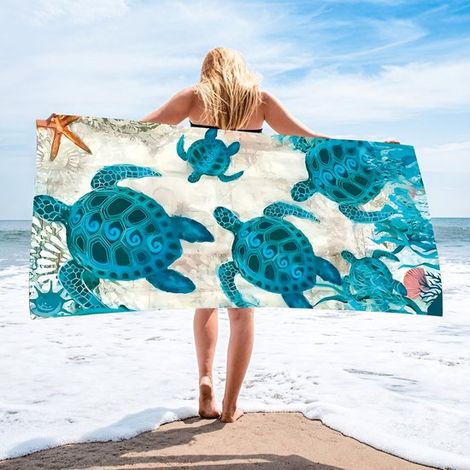 1 ultraweiches Mikrofaser-Strandtuch mit niedlichem Panda-Motiv,leicht und maschinenwaschbar,Picknick oder Strand. 90 x 180 cm (1/4)