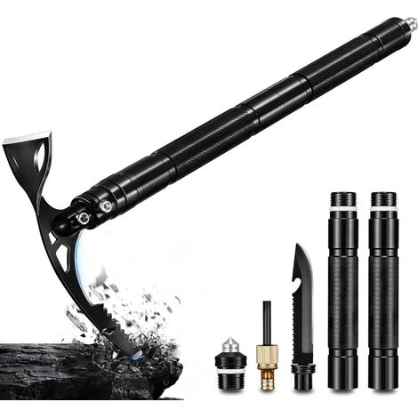 Spitzhacke Kreuzhacke Gartenhacke 8in1 Stiel Survivalmesser 42cm (1/5)