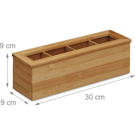 Caja de té rectangular rústica estilo decoración interior 24 x 15 x 10 cm de bambú natural 130003382 (1/3)