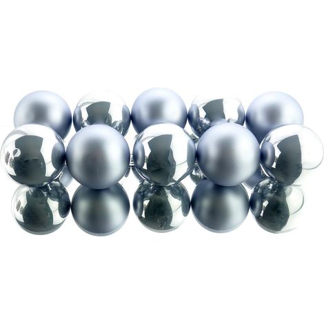 Christbaumkugeln Hazy Blue stahlblau 5 x glänzend & 5 x matt Ø 6 cm aus Glas - 10er Set