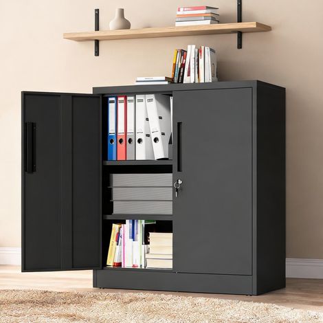 Armoire métallique noire 80 x 40 x 90 cm avec 2 portes (1/5)