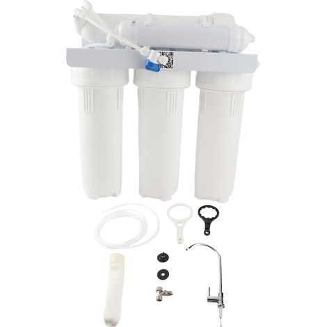Purificateur eau 5 étages ultrafiltration 0.01µm sans électricité pour robinet cuisine maison blanc (1/5)